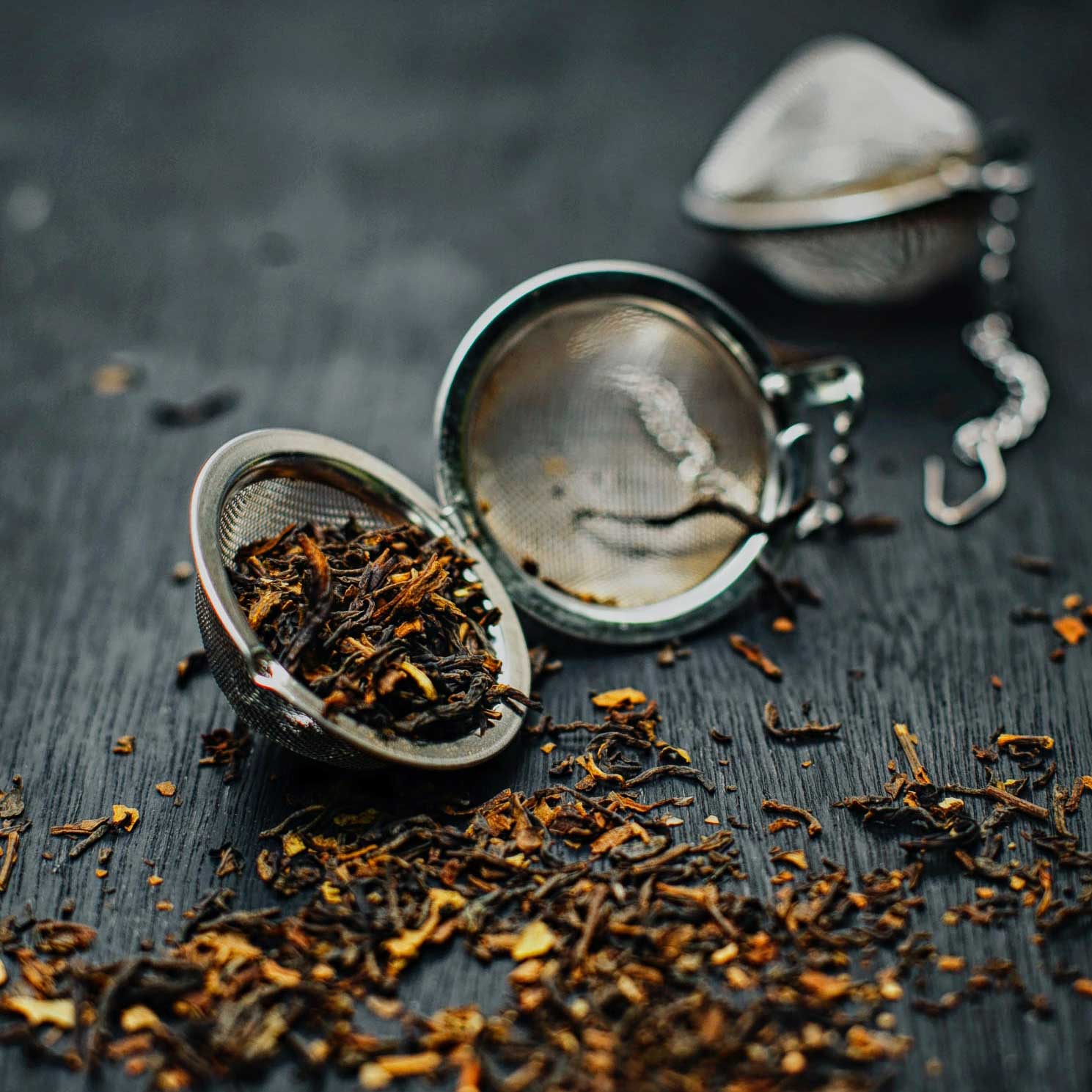 Crushed tea leaves.